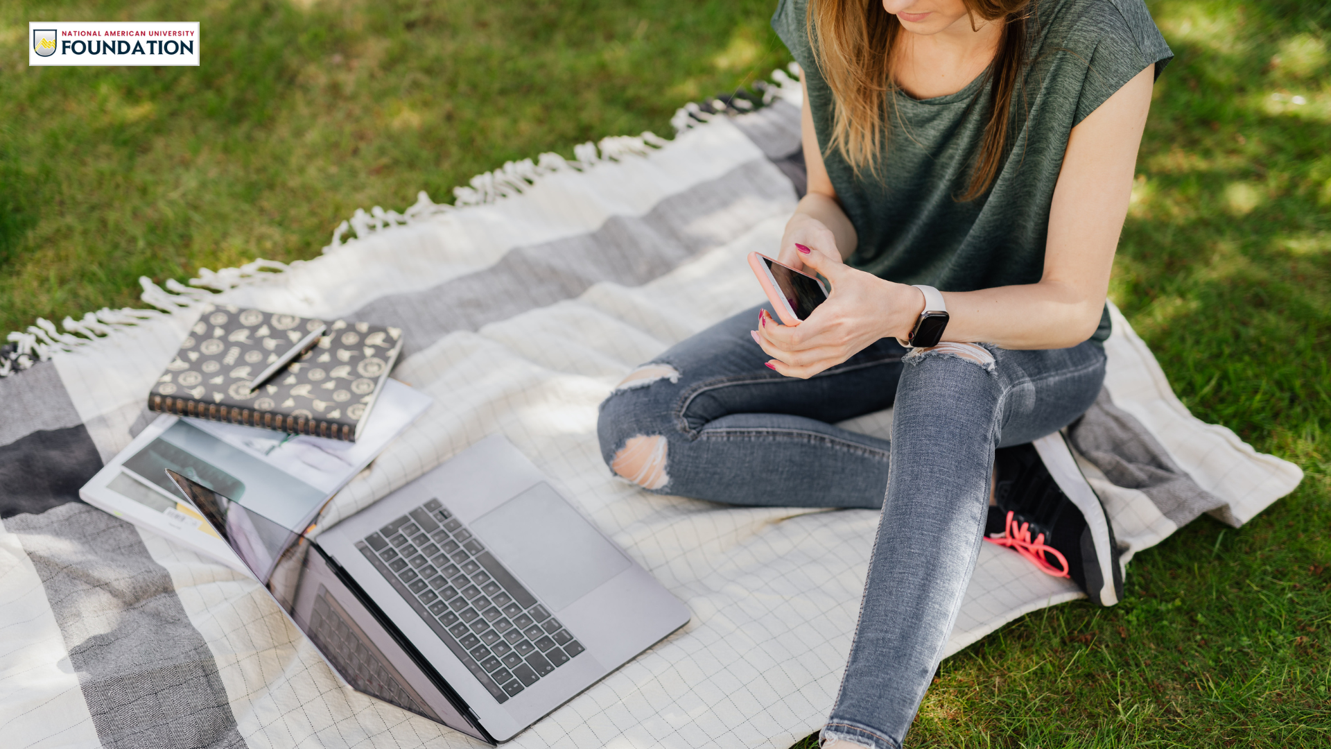 Adult learner studying online with focus and determination