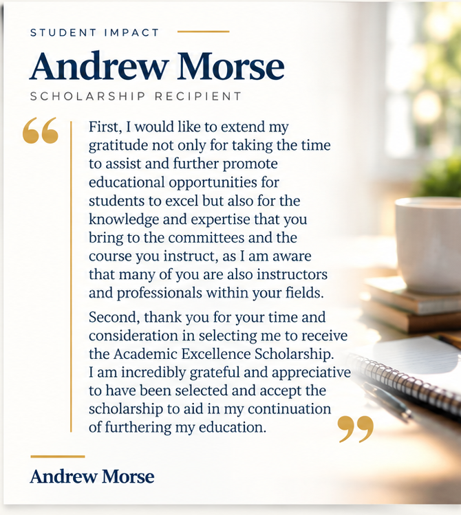 Andrew Morse scholarship testimonial